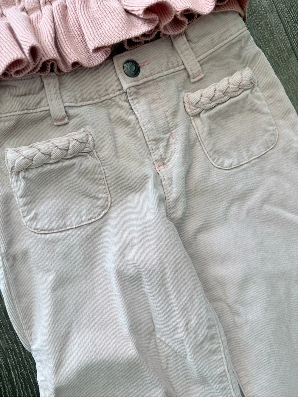 Gymboree Pale Pink Wide-Leg Jeans with Braided Pocket Trim